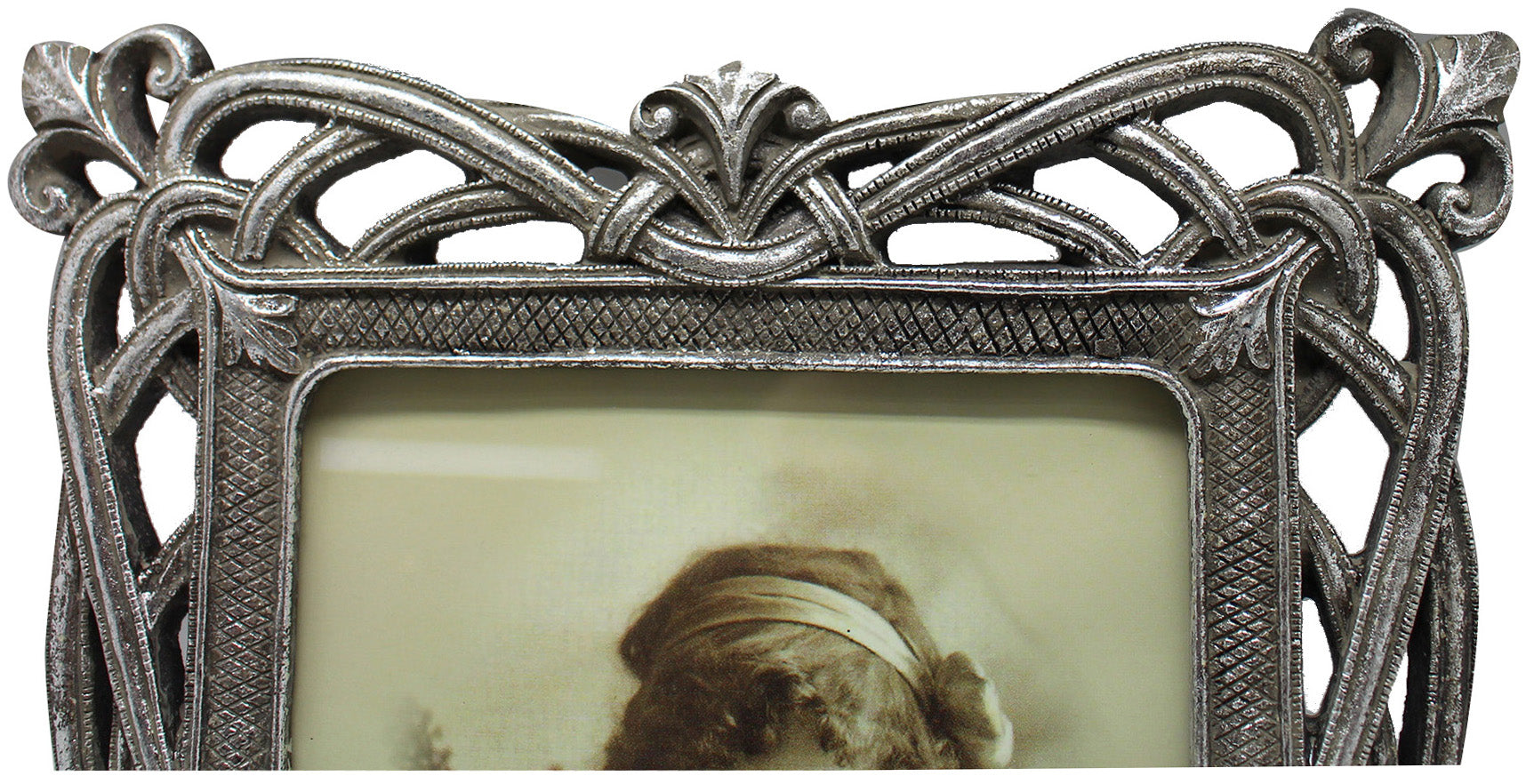 Biscottini Portafoto da appoggio verticale/orizzontale in resina finitura argento anticata L21xPR2xH26 cm