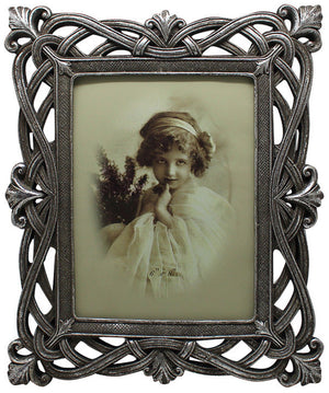 Biscottini Portafoto da appoggio verticale/orizzontale in resina finitura argento anticata L25,5xPR2xH30,5 cm