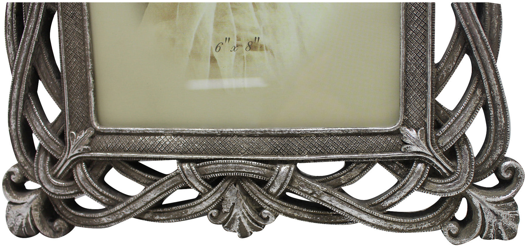 Biscottini Portafoto da appoggio verticale/orizzontale in resina finitura argento anticata L25,5xPR2xH30,5 cm