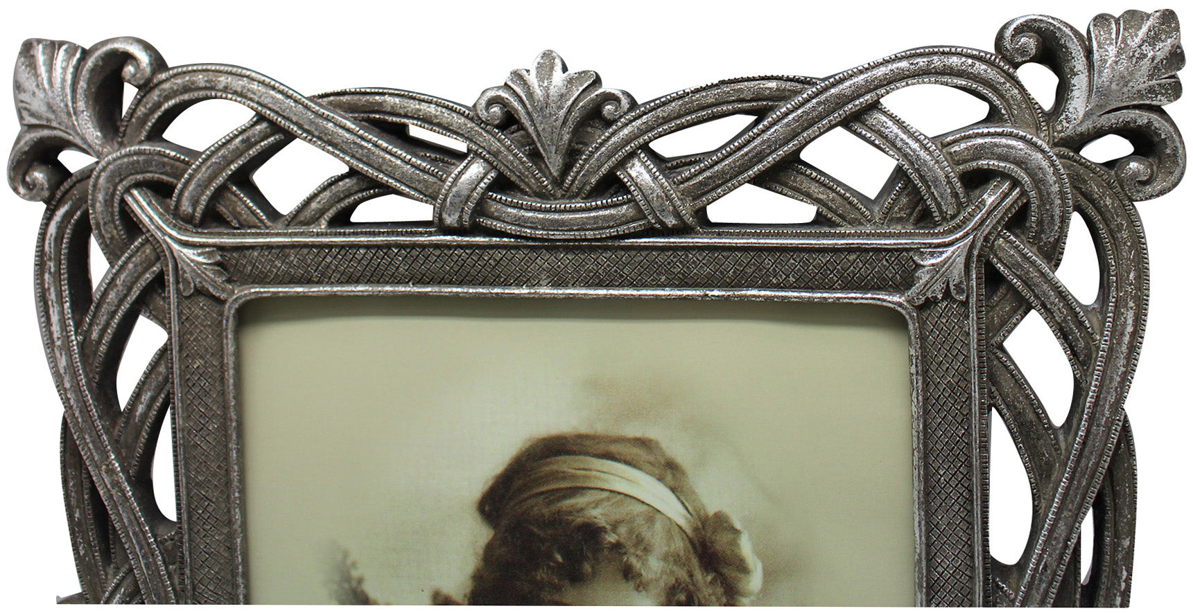 Biscottini Portafoto da appoggio verticale/orizzontale in resina finitura argento anticata L25,5xPR2xH30,5 cm