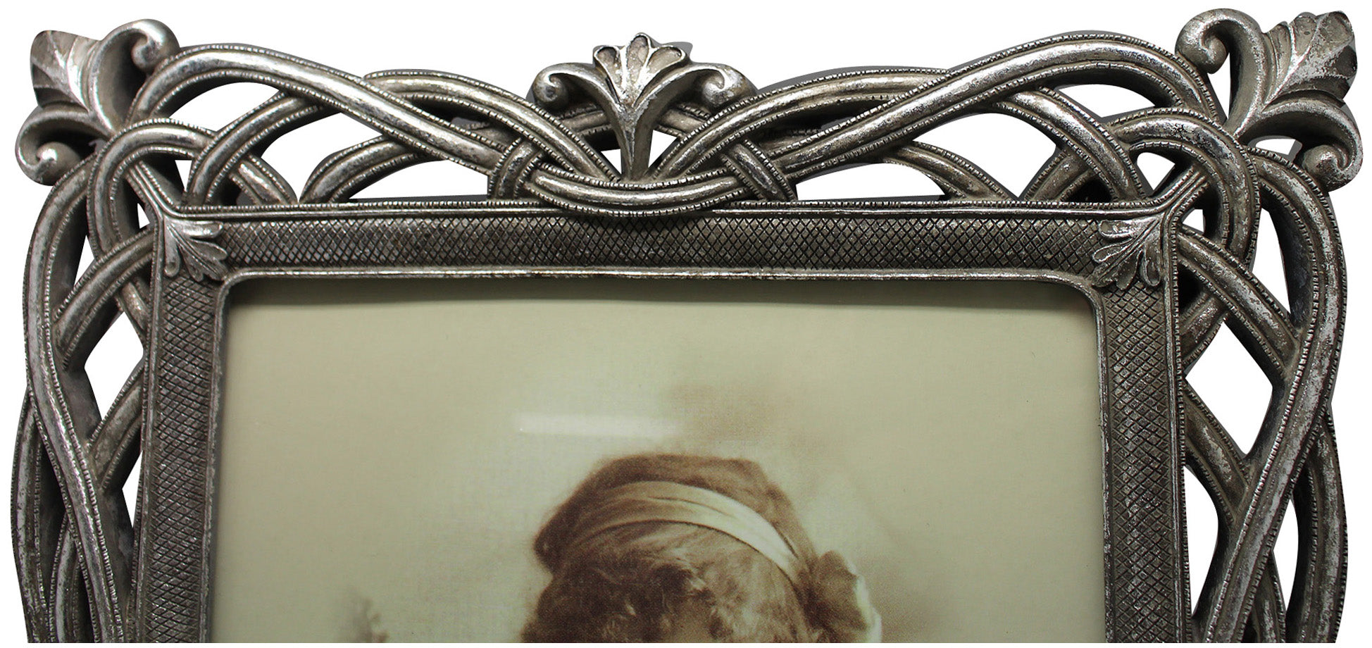 Biscottini Portafoto da appoggio verticale/orizzontale in resina finitura argento anticata L31xPR2xH36 cm