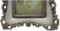 Biscottini Portafoto da appoggio verticale/orizzontale in resina finitura argento e bianca anticata L19,5xPR3xH24 cm