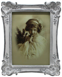 Biscottini Portafoto da appoggio verticale/orizzontale in resina finitura bianca anticata L18xPR3,5xH23 cm