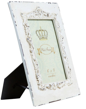 Biscottini Portafoto da appoggio verticale/orizzontale in resina finitura bianca anticata L31xPR2xH26 cm