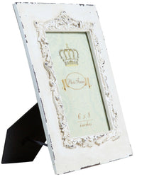 Biscottini Portafoto da appoggio verticale/orizzontale in resina finitura bianca anticata L31xPR2xH26 cm