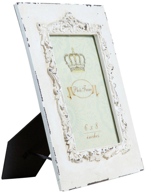 Biscottini Portafoto da appoggio verticale/orizzontale in resina finitura bianca anticata L31xPR2xH26 cm