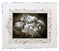 Biscottini Portafoto da appoggio verticale/orizzontale in resina finitura bianca anticata L31xPR2xH26 cm