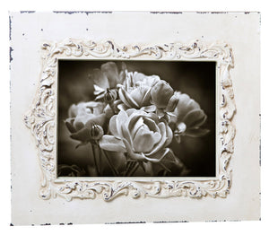 Biscottini Portafoto da appoggio verticale/orizzontale in resina finitura bianca anticata L31xPR2xH26 cm