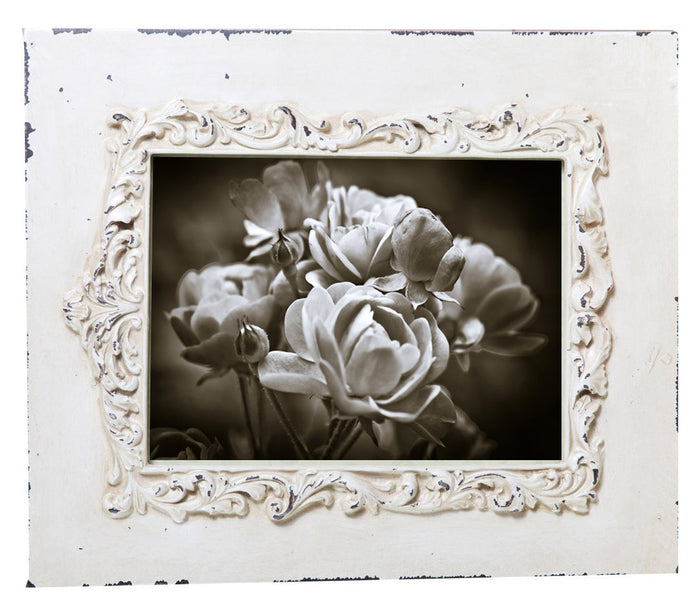 Biscottini Portafoto da appoggio verticale/orizzontale in resina finitura bianca anticata L31xPR2xH26 cm