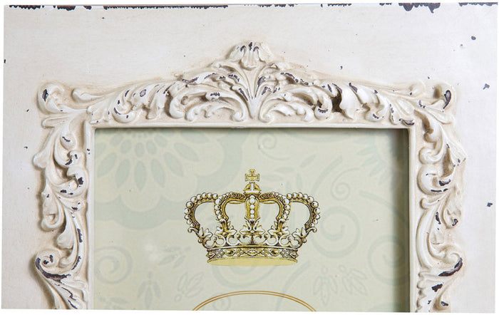 Biscottini Portafoto da appoggio verticale/orizzontale in resina finitura bianca anticata L31xPR2xH26 cm