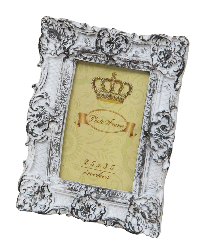 Biscottini PORTAFOTO DA APPOGGIO VERTICALE/ORIZZONTALE IN RESINA FINITURA BIANCO ANTICATA L10,5XPR2XH13 CM