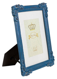 Biscottini Portafoto da appoggio verticale/orizzontale in resina finitura blu anticata L26xPR2xH31 cm