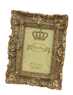 Biscottini PORTAFOTO DA APPOGGIO VERTICALE/ORIZZONTALE IN RESINA FINITURA ORO ANTICATA