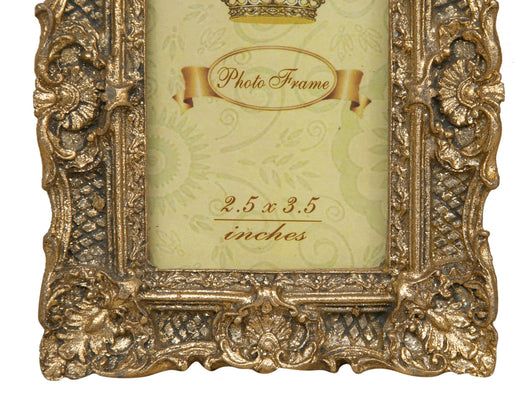 Biscottini PORTAFOTO DA APPOGGIO VERTICALE/ORIZZONTALE IN RESINA FINITURA ORO ANTICATA