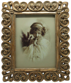 Biscottini Portafoto da appoggio verticale/orizzontale in resina finitura oro anticata L25xPR2xH30 cm