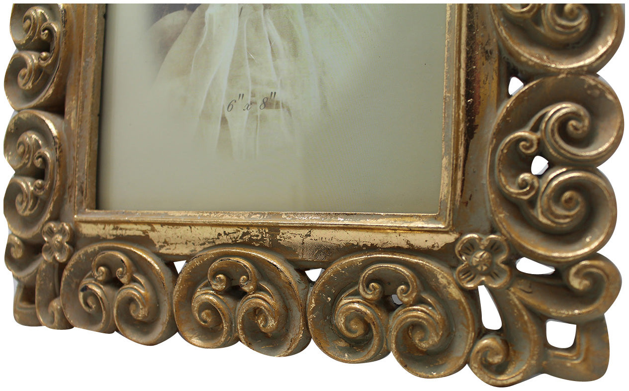 Biscottini Portafoto da appoggio verticale/orizzontale in resina finitura oro anticata L25xPR2xH30 cm