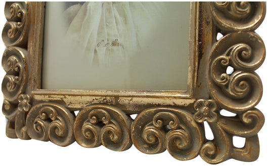 Biscottini Portafoto da appoggio verticale/orizzontale in resina finitura oro anticata L25xPR2xH30 cm