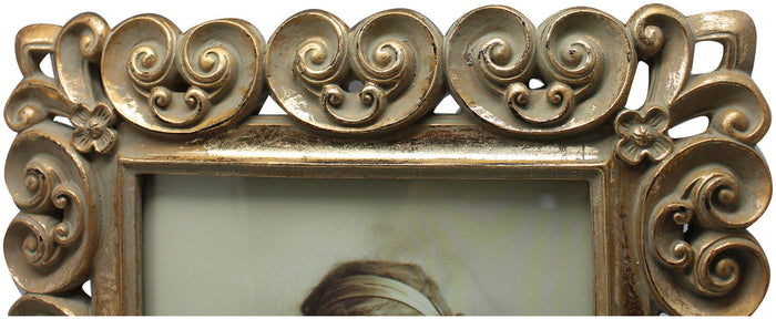 Biscottini Portafoto da appoggio verticale/orizzontale in resina finitura oro anticata L25xPR2xH30 cm