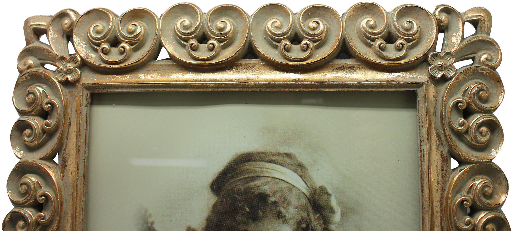 Biscottini Portafoto da appoggio verticale/orizzontale in resina finitura oro anticata L30xPR2xH35 cm