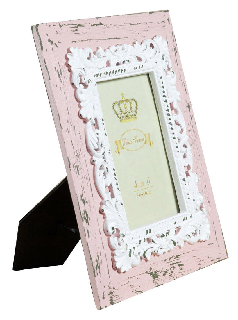 Biscottini Portafoto da appoggio verticale/orizzontale in resina finitura rosa anticata L20xPR2xH25 cm