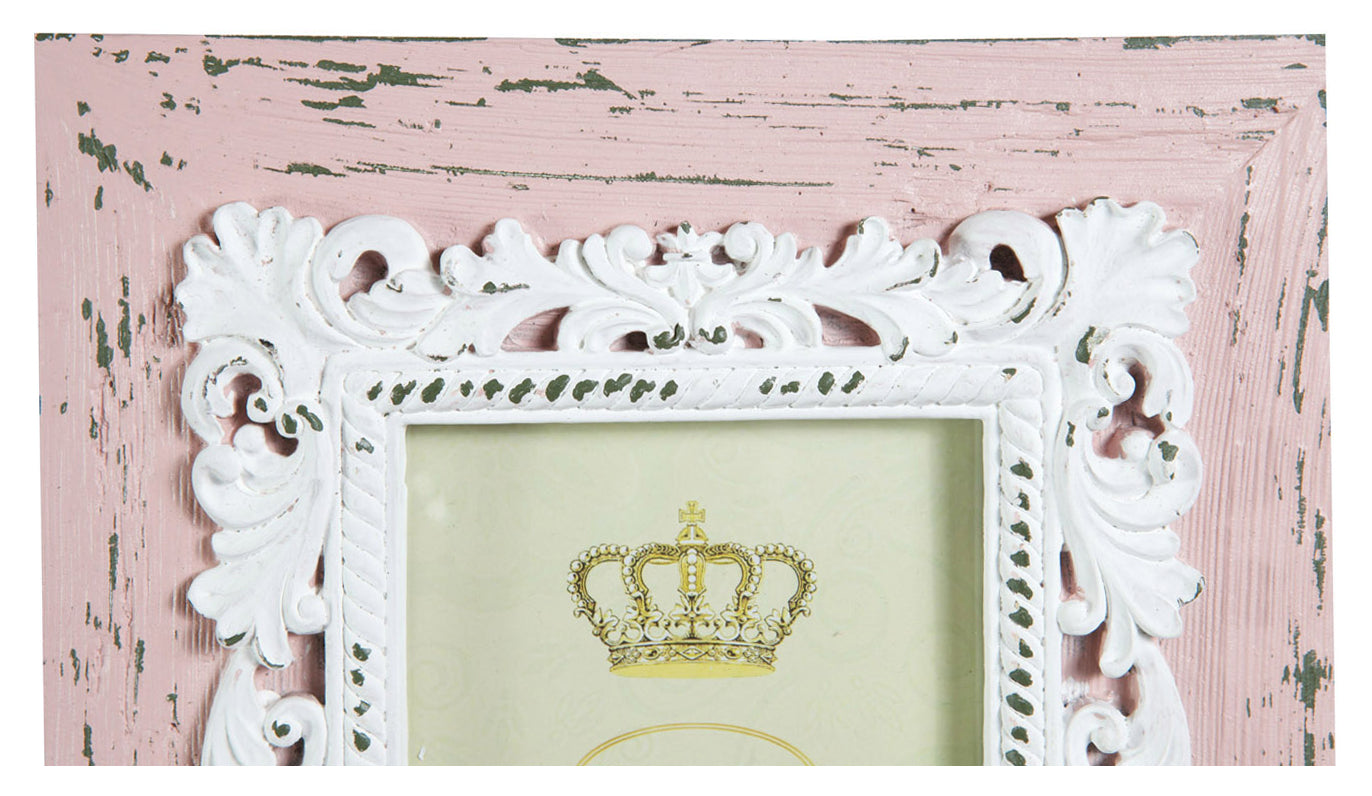 Biscottini Portafoto da appoggio verticale/orizzontale in resina finitura rosa anticata L20xPR2xH25 cm