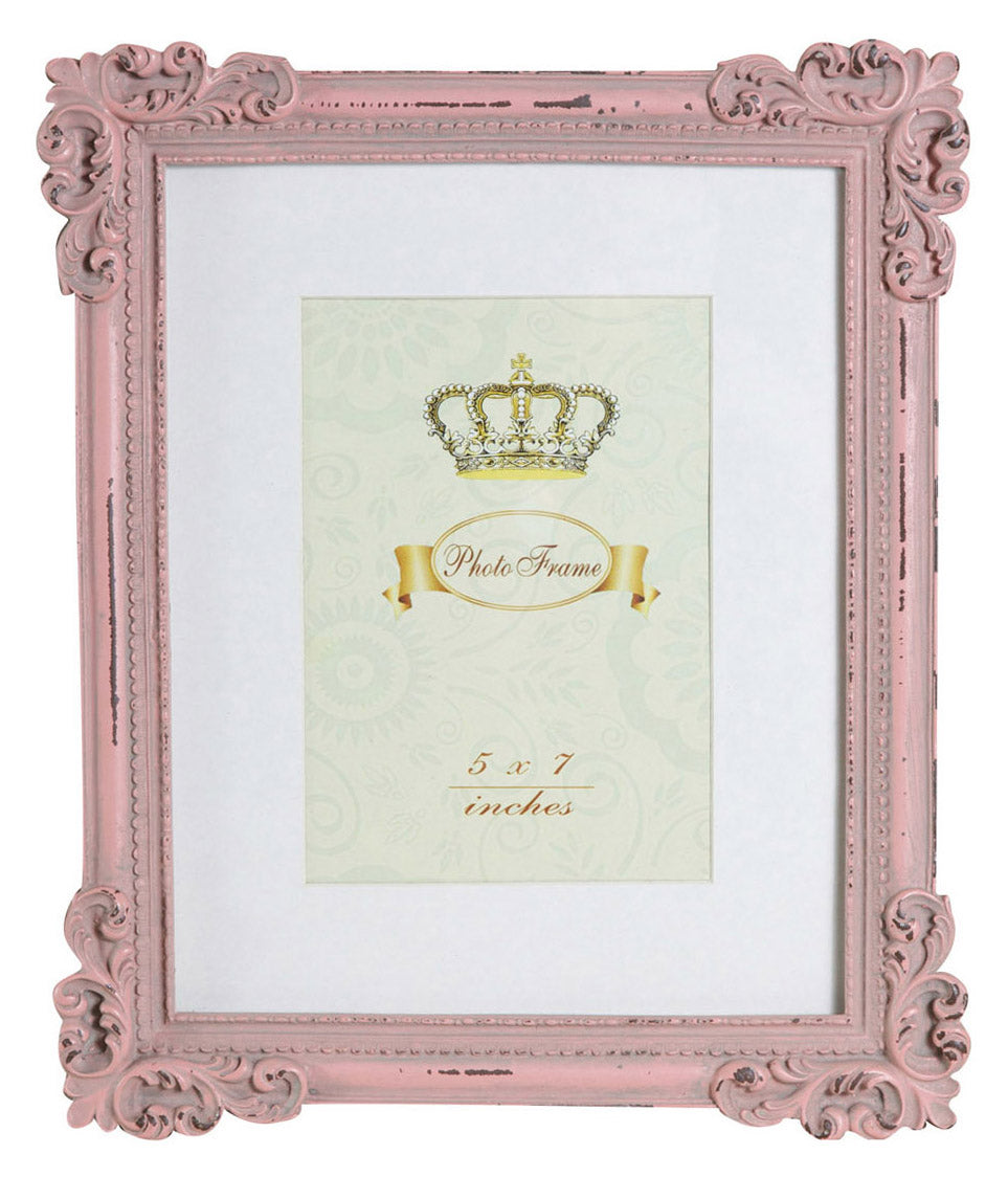 Biscottini Portafoto da appoggio verticale/orizzontale in resina finitura rosa anticata L26xPR2xH31 cm