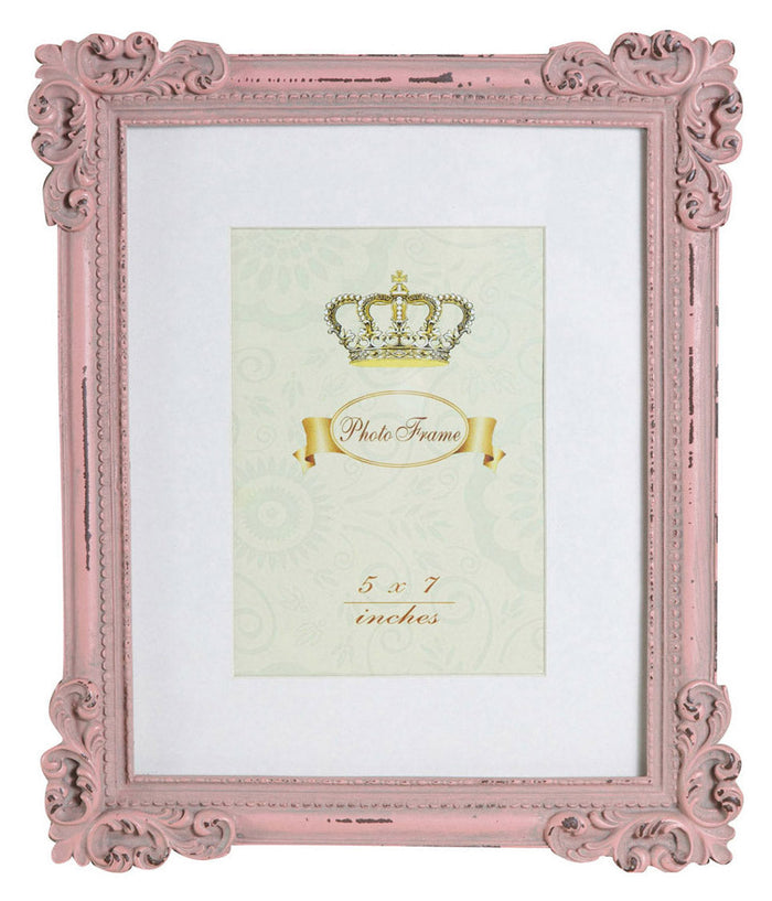 Biscottini Portafoto da appoggio verticale/orizzontale in resina finitura rosa anticata L26xPR2xH31 cm