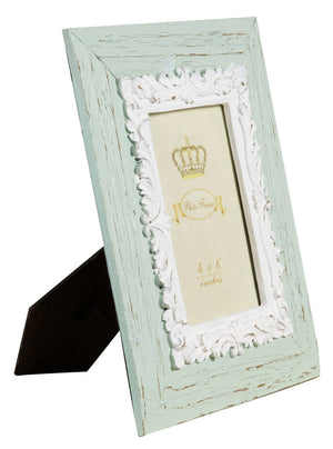 Biscottini Portafoto da appoggio verticale/orizzontale in resina finitura verde anticata