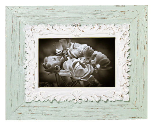 Biscottini Portafoto da appoggio verticale/orizzontale in resina finitura verde anticata