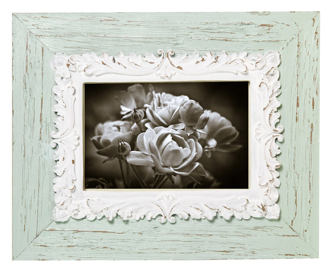 Biscottini Portafoto da appoggio verticale/orizzontale in resina finitura verde anticata