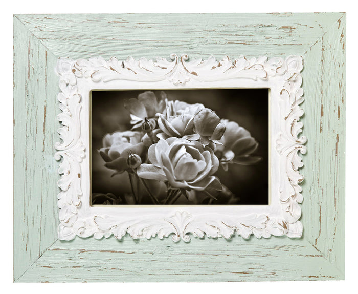 Biscottini Portafoto da appoggio verticale/orizzontale in resina finitura verde anticata