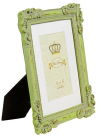 Biscottini Portafoto da appoggio verticale/orizzontale in resina finitura verde anticata L20xPR2,5xH25 cm