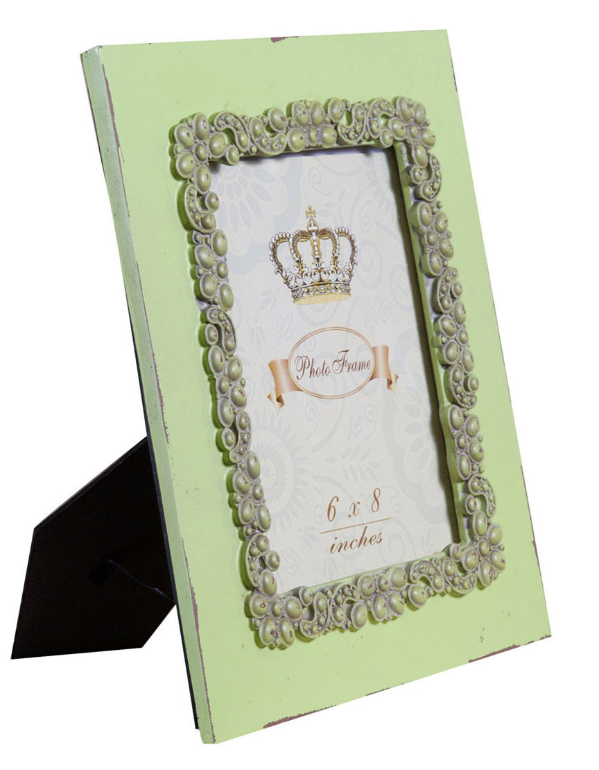 Biscottini Portafoto da appoggio verticale/orizzontale in resina finitura verde anticata L31xPR2xH26 cm