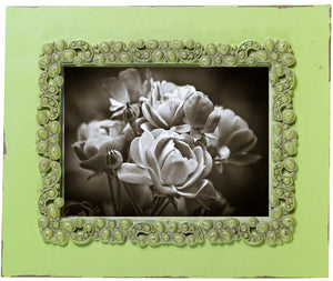 Biscottini Portafoto da appoggio verticale/orizzontale in resina finitura verde anticata L31xPR2xH26 cm