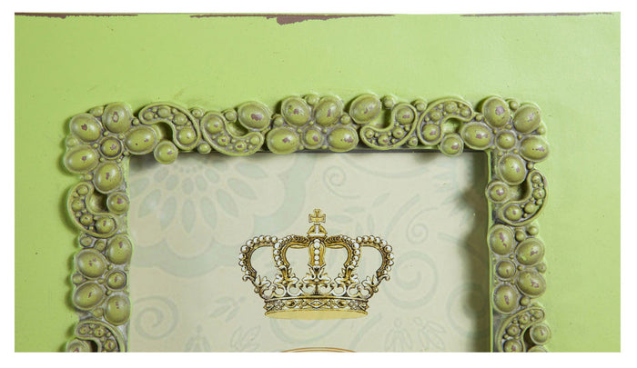 Biscottini Portafoto da appoggio verticale/orizzontale in resina finitura verde anticata L31xPR2xH26 cm