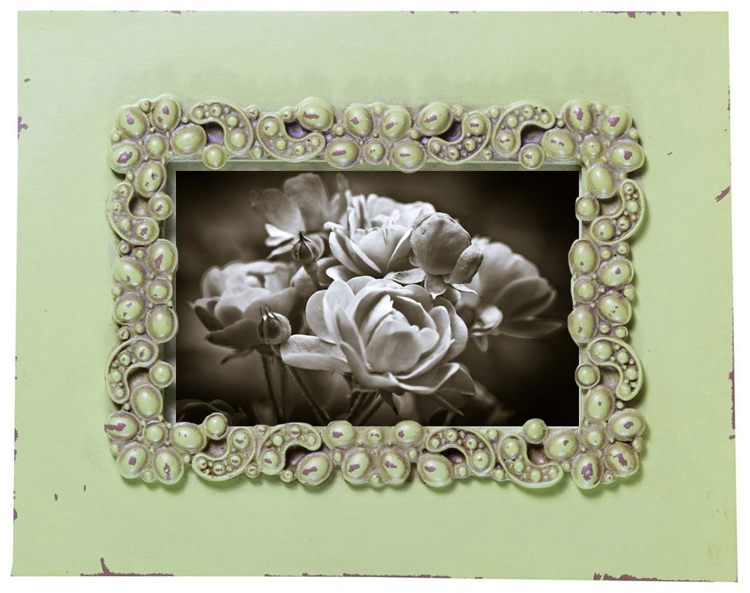 Biscottini Portafoto da appoggio verticale/orizzontale resina finitura verde anticata