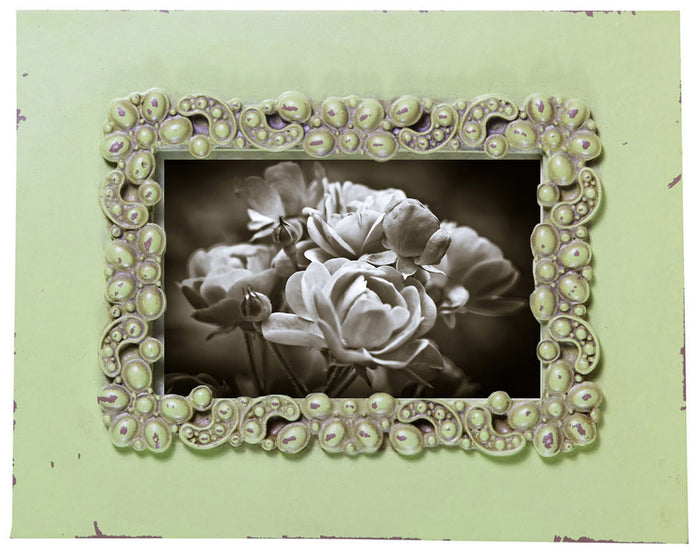 Biscottini Portafoto da appoggio verticale/orizzontale resina finitura verde anticata