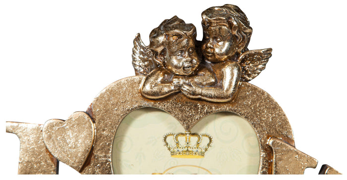 Biscottini Portafoto LOVE da appoggio in resina finitura oro anticata L23xPR13xH18 cm