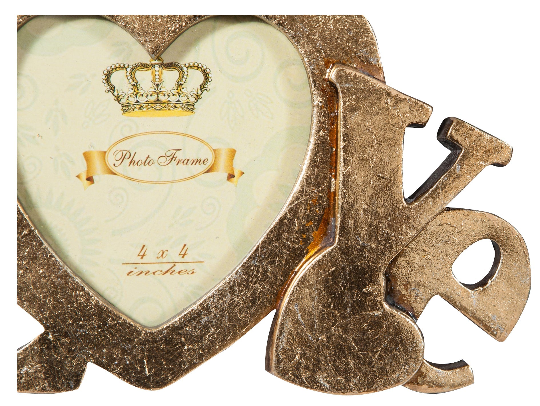 Biscottini Portafoto LOVE da appoggio in resina finitura oro anticata L23xPR13xH18 cm