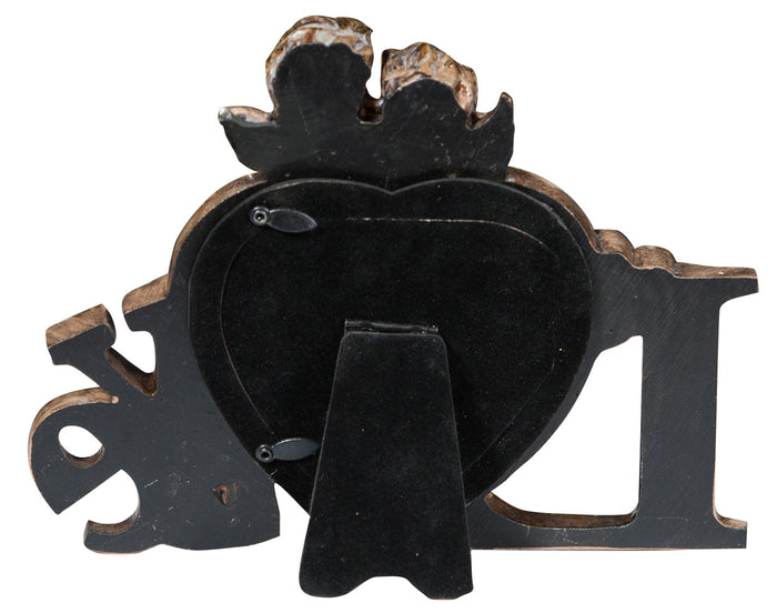 Biscottini Portafoto LOVE da appoggio in resina finitura oro anticata L23xPR13xH18 cm