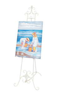 Biscottini Portaquadro in ferro battuto finitura bianca anticata L53xPR96xH150 cm Elegante