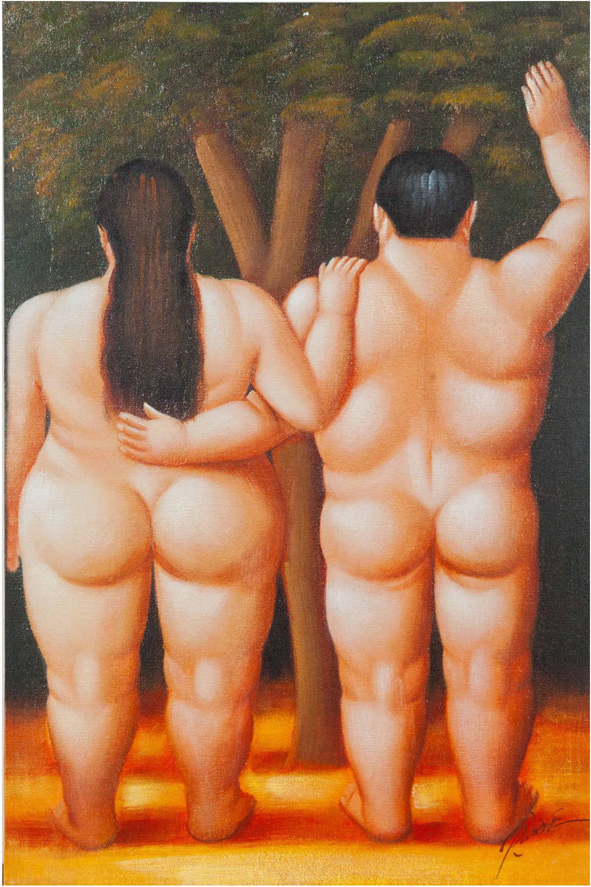 Biscottini Quadro olio su tela dipinto a mano ADAMO EVA BOTERO 60x3x90 dare tocco