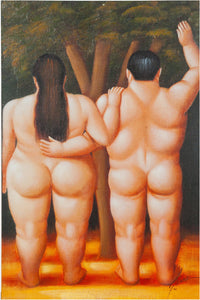 Biscottini Quadro olio su tela dipinto a mano ADAMO EVA BOTERO 60x3x90 dare tocco