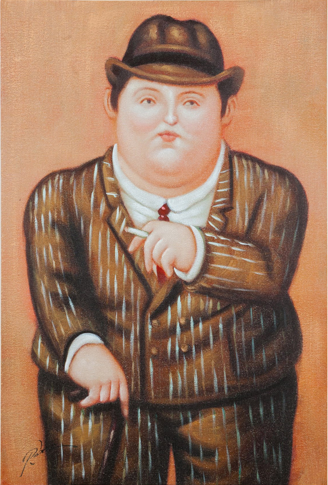 Biscottini Quadro olio su tela dipinto a mano BOTERO 60x3x90 dare tocco L60xPR3xH90