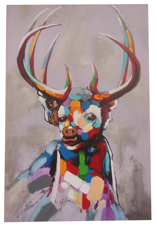 Biscottini Quadro olio su tela dipinto a mano cervo 60x3x90 dare tocco L60xPR3xH90