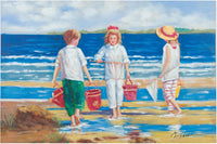 Biscottini Quadro olio su tela dipinto a mano giochi al mare 90x3x60 dare tocco L90xPR3xH60