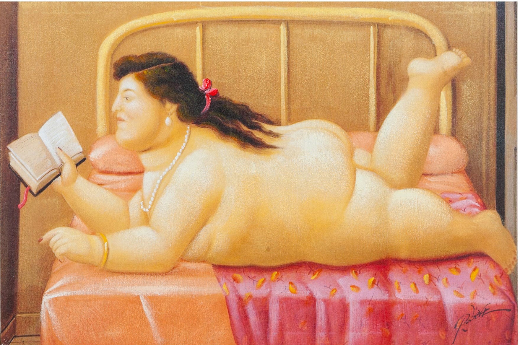 Biscottini Quadro olio su tela dipinto a mano nudità botero 90x3x60 dare tocco L90xPR3xH60