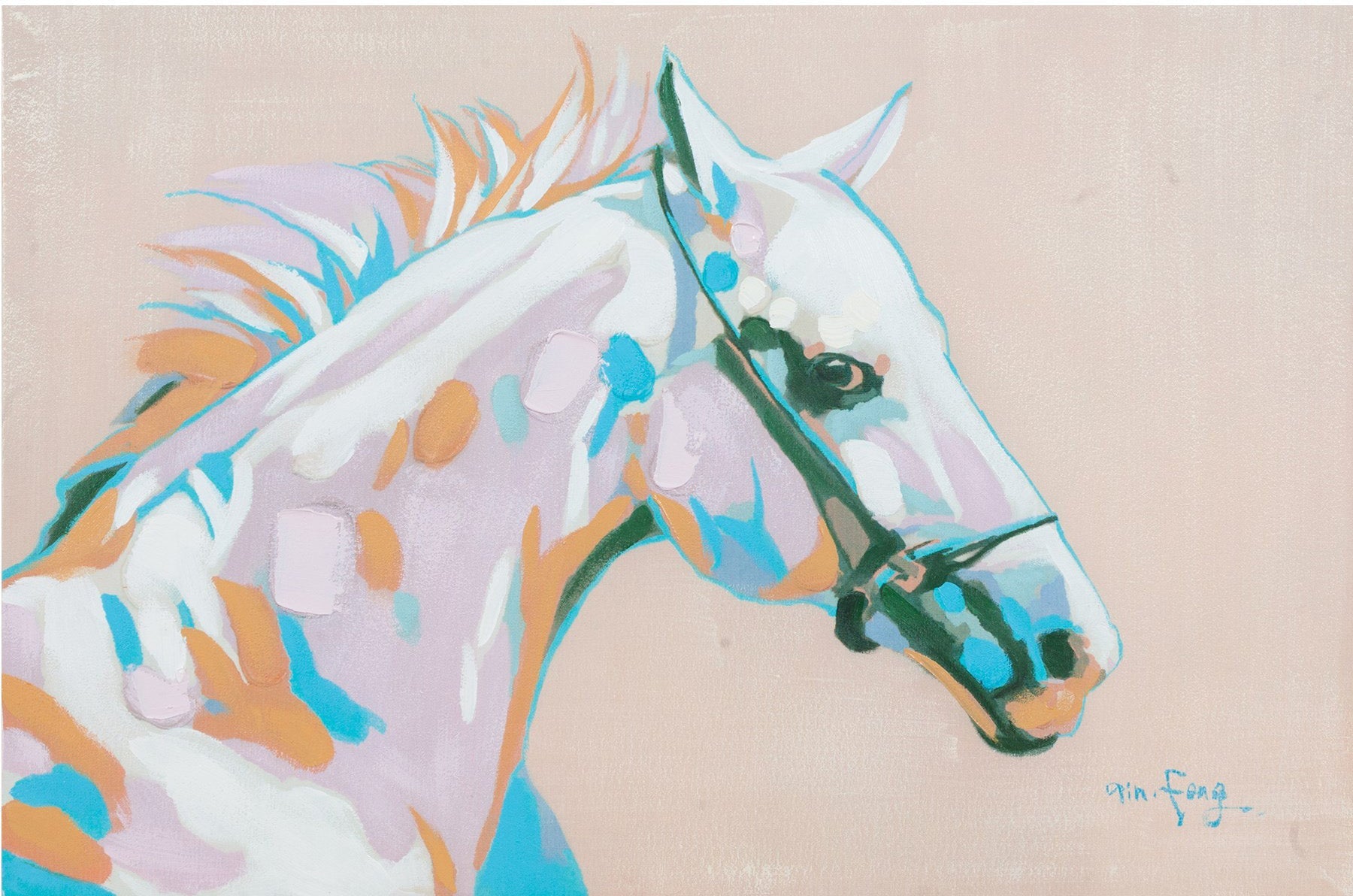 Biscottini Quadro olio su tela dipinto a mano testa cavallo 90x3x60 dare tocco L90xPR3xH60