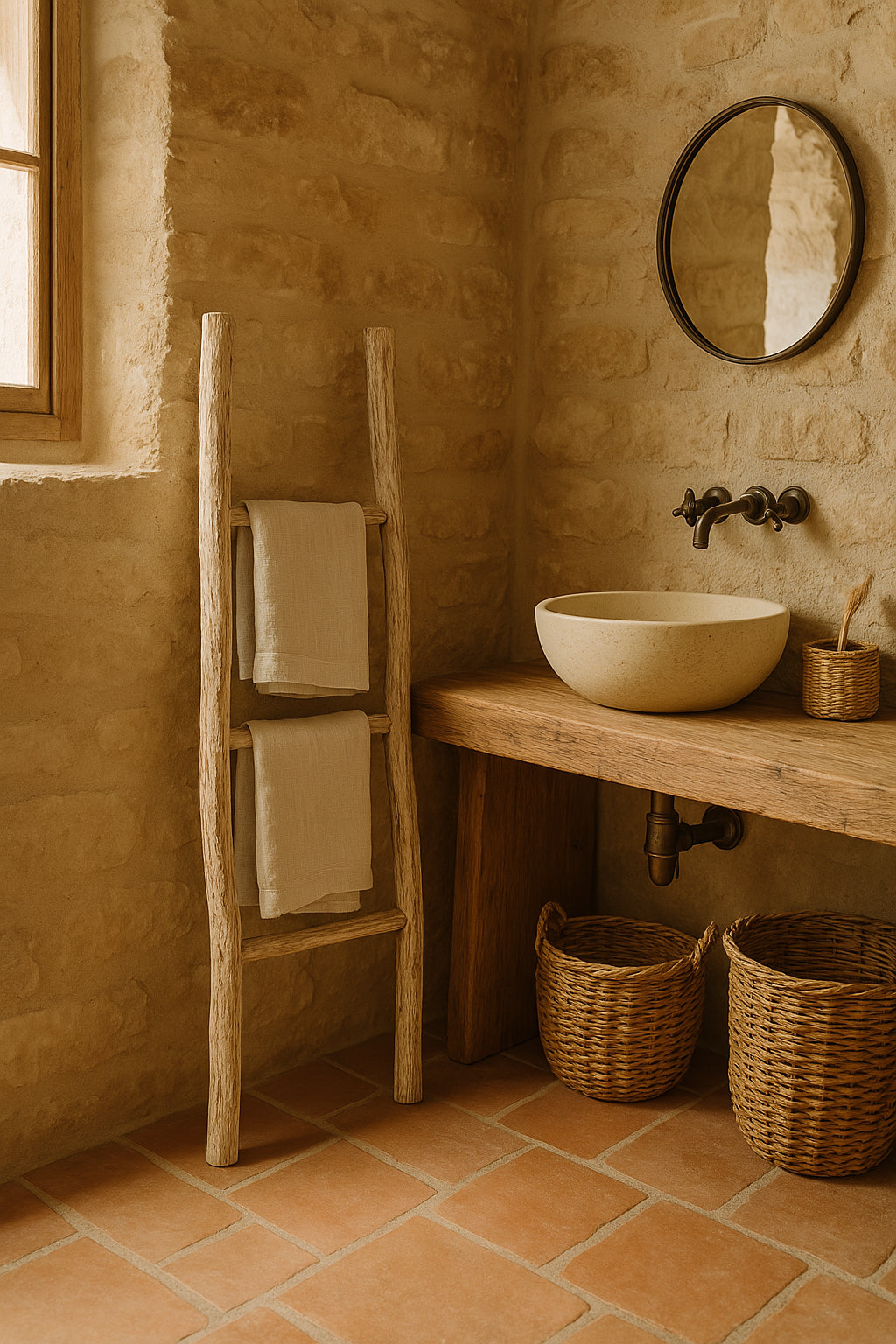 Biscottini Scala portasciugamani in legno finitura bianca