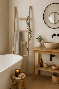 Biscottini Scala portasciugamani in legno finitura naturale